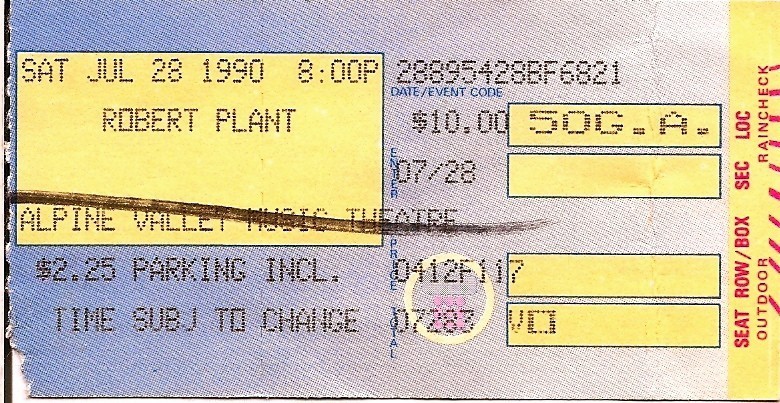 Robert Plant Alpine Valley 1990